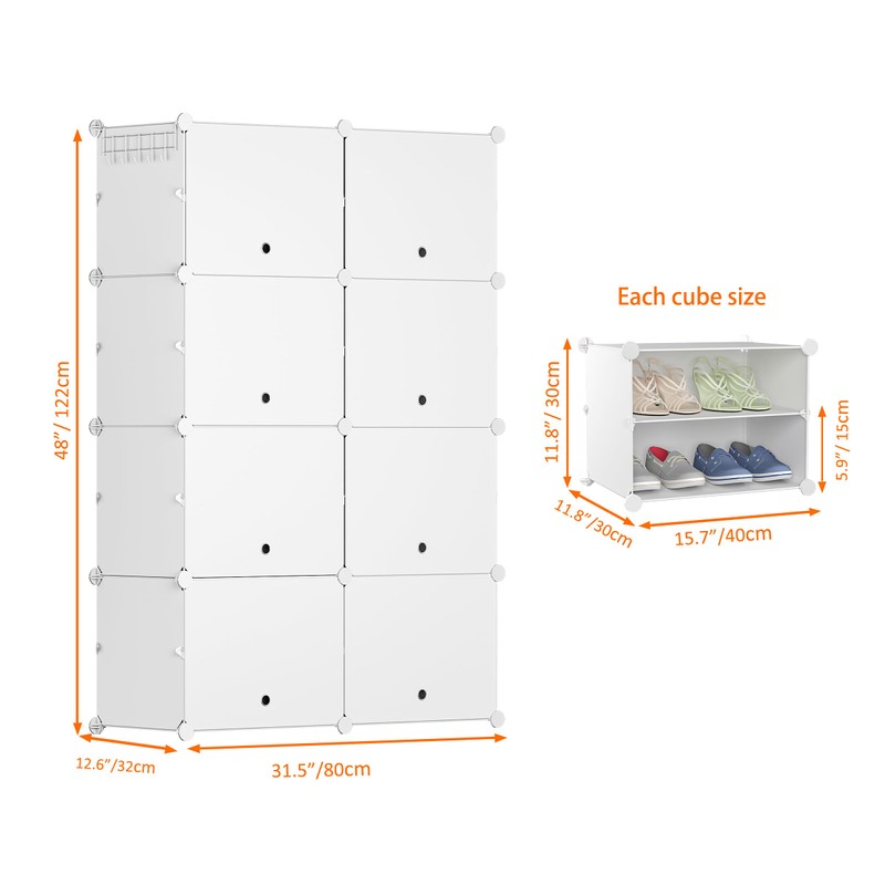 HOMIDEC Shoe Rack, 8 Tier Shoe Storage Cabinet 32 Pair