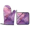 Purple Gold Marble Oven Mitts Pot Holders Set of 4,