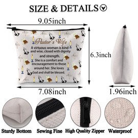 BDPWSS Pastor Wife Gifts for Women Pastor's Wife Appreciation Gift Minister's Wife Makeup Bag Church Staff Toiletry Bag (Blessed Pastor Wife bagCA)