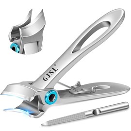 Slant Toenail Clippers for Thick Toenails - 2025 Upgrade 45° Sharp Toe Nail Clippers for Men with Wide Jaw Opening, Heavy Duty Large Nail Clippers Sliver | GJNL