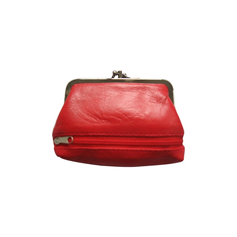 Lorenz Medium Leather Triple Framed Coin Purse -Red