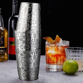 Dasing Cocktail Shaker Boston Shaker 304 Stainless Steel Bar Tool Creative Engraving Design Boston Cocktail Shaker Tin Set