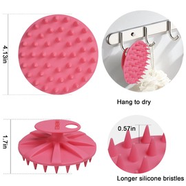 INNERNEED Scalp Massager Shampoo Brush, Wet & Dry Manual Scalp Care Head Scrubber Hair Washing, Soft Silicone Bristles, for Hair Growth, Dandruff Removal, Comfortable for All Hair Types (Pink)