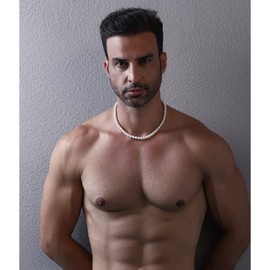 Halora 6/8 mm Pearl Necklace Men Women Pearl Choker Necklace 40/45/50/55 cm Long White Pearl Necklace Pearl Necklace Gifts Men's Jewellery, 55 cm, Pearl, Pearl