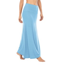 Durio Skirt Maxi Skirt Long Women's Skirt Soft Women's Skirt Casual Skirt with High Waist Skirt Elastic, blue