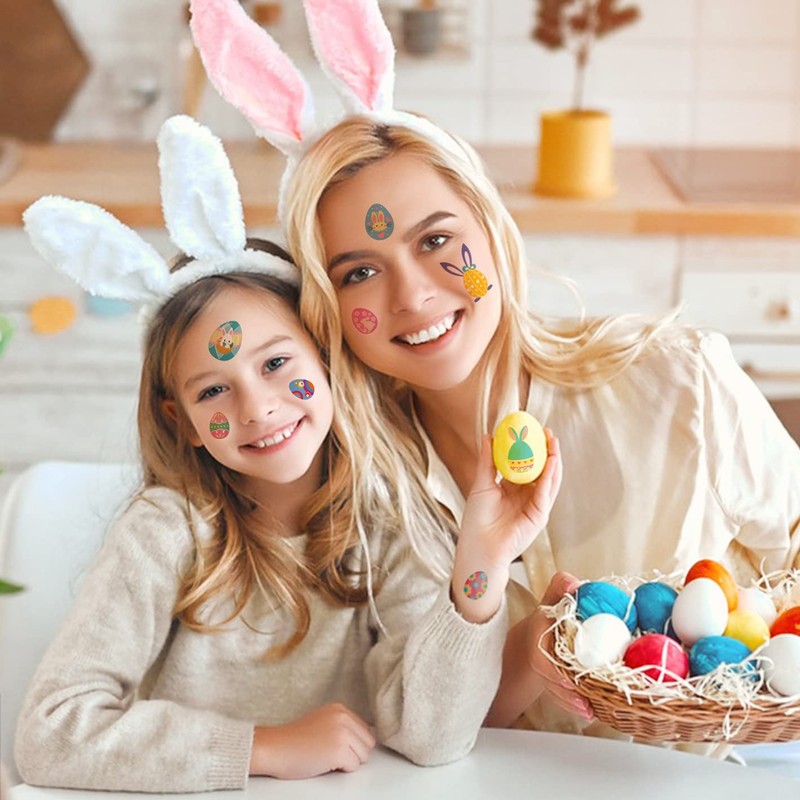 80+ Pieces Easter Egg Tattoos for Kids, 10 Sheets Easter