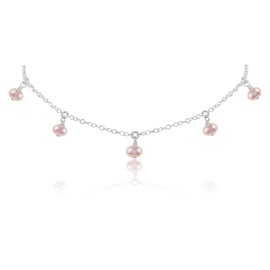 Freshwater Pearl Bead Drop Choker in Sterling Silver