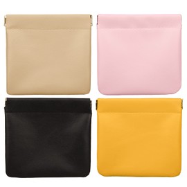 XNHIU 4 Pieces Pocket Cosmetic Bag Lambskin Pocket Cosmetic Bag Waterproof Mini Travel Makeup Bag Squeeze Top Self Closing Makeup Pouch for Women