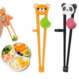 Reusable Chopstick Aids (2 Pairs) - Plastic Chopsticks Made for Little Ones & First - Timers, Left or Right Hand Ready