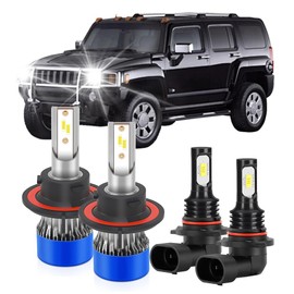 For Hummer H3 2006-2010 Light Bulbs, Hi and Lo Beam Fog Light Bulbs, 4PCS
