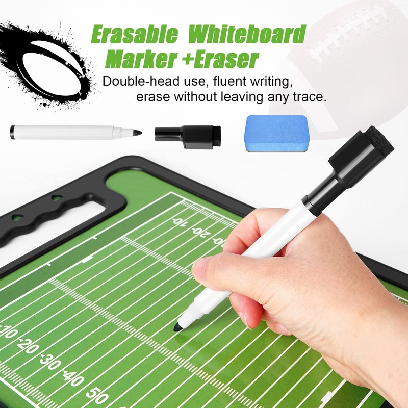 Pure Vie Premium Double-Sided Football Coaching Board Rugby Tactics Clipboard