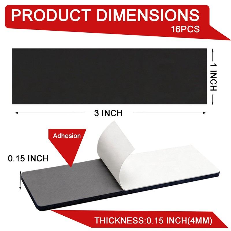 TSUYA Magnetic Strips, 0.15 inches（4mm）Thick Strong Adhesive Flexible Magnetic Tape