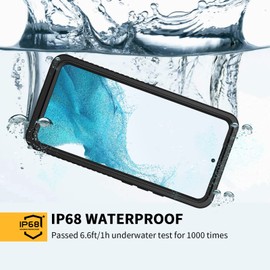 Lanhiem for S22 Case IP68 Waterproof Dustproof Shockproof Case with Built-in Screen Protector, Heavy Duty Full Body Protective Cover for S22 5G 6.1 Inch, Black/Clear