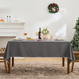 Simple&Opulence Rectangular Table Cloth 140 x 180cm, Cotton Canvas Tablecloth, Waterproof Wrinkle Resistant Wipeable Table Cover for Kitchen Dinning Outdoor, Grey
