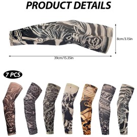 ExcellaElite Tattoo Sleeves For Men, 7PCS Fake, Tattoo Sleeves for Kids Suitable for Outdoor Cycling Basketball Sunscreen Nylon Stretch