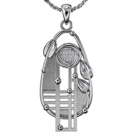 Cairn CHARLES RENNIE MACKINTOSH Silver Pendant - Floral Necklace. Jewellery gift box included. 221
