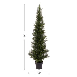 Home Pure Garden 5-Foot-Tall Artificial Cedar Topiary Indoor or Outdoor UV Protection Plastic Tree in Pot Office