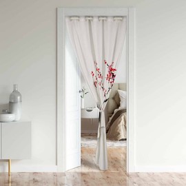 jejeloiu Japanese Doorway Curtain Privacy, Japan Cherry Blossom Door Cover Curtain, Exotic Style Fuji Mountain Insulated Thermal Curtains for Bedroom, 80 inch Length (1 Panel, 42" Wide by 80" Long)