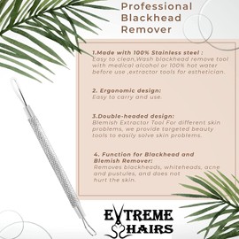 ExtremeShears Blackhead Remover Professional Skincare Acne Treatment Blackhead Remover Tool for Blemish Comedone Whiteheads Pimple Popper with Double Sided Soft Touch and Anti-Slip Design