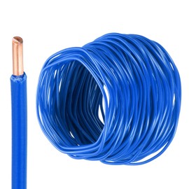 sourcing map 50 Feet Electrical Wire Insulated Solid Copper 12 AWG Hook Up Wire Cable THHN Wire Residential, Industrial, Grounding, Electrical Rated for 600 Volts, UL listed, Blue
