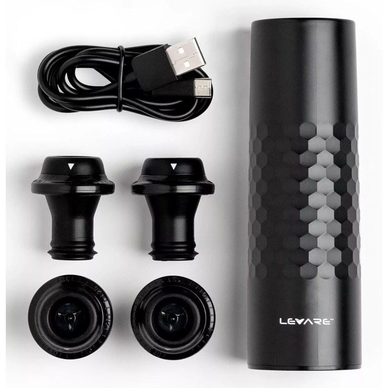 LEVARE Rechargeable Wine Saver Vacuum Sealer USB Charger w/4 Universal