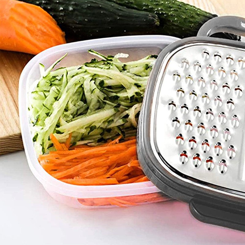 2-in-1 Cheese Grater with Container – Handheld Food Grater with