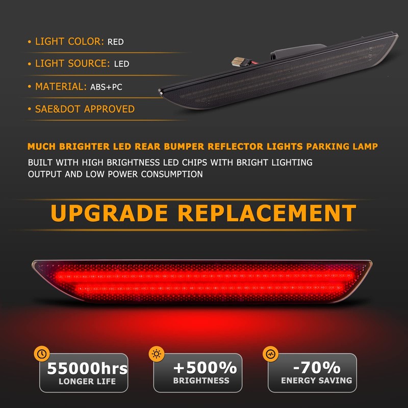 Gempro LED Side Marker Lights for Ford Mustang 2015-2023 Rear