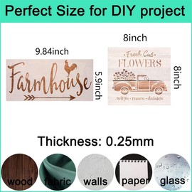 SoulQool 8 Pcs Farmhouse Reusable Stencils,Farm Theme Painting Stencils for Painting on Wood,Sunflower/Animal Pattern Stencils for Scrapbooking Drawing DIY Decors