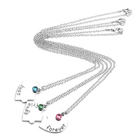 Bff Best Friends Forever 3 Necklace for Women Girl Friendship Gift Heart Puzzle Jewelry Initial Chain Necklaces Sisters Gifts, Metal, Cubic Zirconia