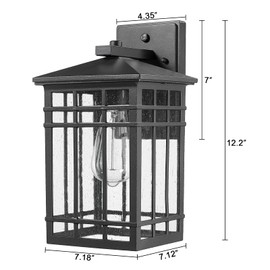 Rosient Dusk to Dawn Outdoor Wall Lantern,Exterior Wall Mount Light, 1-Light Outdoor Wall Lighting Fixture for Porch,Garage, Patio, Hallway and Entryway (Black-Wall Light, 1 Pack),DDAMS-W18