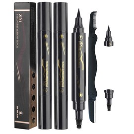 Beard Pencil Filler for Men Black, Waterproof Long-Lasting Dual End 4 Tips Beard Pen Filler with Beard Brush Razor kit, Barba Dye Filler Pen Set for Hairline Moustache Eyebrow Eyeliner Natural Filling