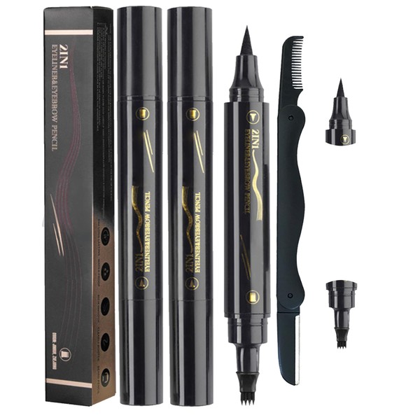 Beard Pencil Filler for Men Black, Waterproof Long-Lasting Dual End