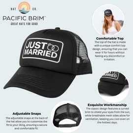 PACIFIC BRIM Women's and Men's Adjustable Cap Mesh Side Panels Trucker Hat - Just Married