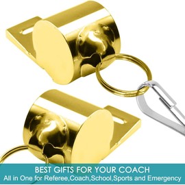 5 PCS Stainless Steel Whistle, Loud Whistle with Lanyard for Coaches Lifeguards Survival Emergency Football Basketball Soccer (Golden, One Size)