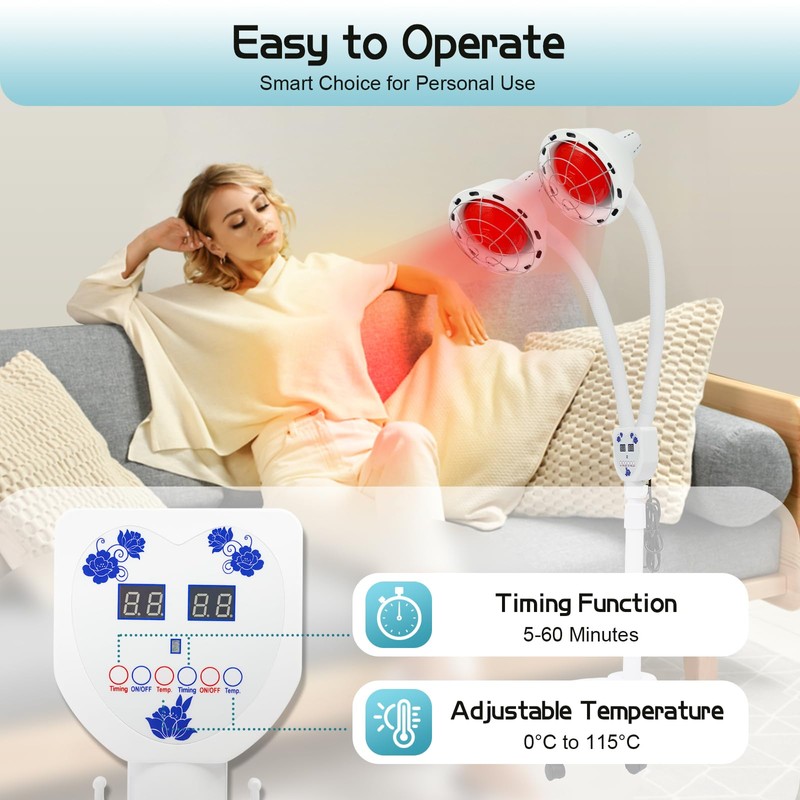 Gdrasuya10 Infrared Light, 275W Red Near Infrared Heat Lamp with