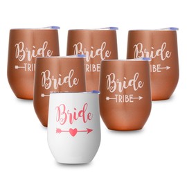 Set of 1 Bride Tribe Tumbler, Bridesmaid Proposal Gifts Bride Tribe Stainless Steel Wine Tumblers 12 oz Insulated Bridesmaid Tumbler Wedding Engagement Gifts