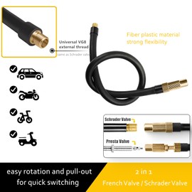 sciuU 2-in-1 Schrader & Presta Valve Adapter, 40cm / 15.7 inches Extension Tube Hose for Portable Air Compressors, Bike Car Motorcycle Bicycle Tyre Air Pump Inflator Replacement Hose
