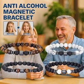 TACBSP TACBSP Glame Anti Alcohol Bracelet for Men Women Stop Drinking Alcohol Manifestation Hematite Adjustable Bracelet Set for Men Women Anxiety Stress Relief Gifts, Large, Alloy, no gemstone