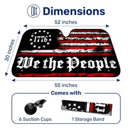GENANY We The People Windshield Sun Shade for Car SUV Truck (55x30 Inches), Memorial Day Sun Shade Windshield for Windows, Protector Blocks UV, Car Decor
