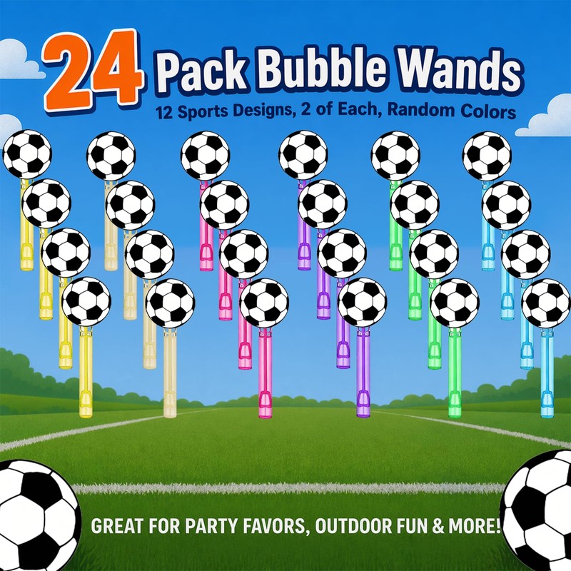 24 Pcs Soccer Ball Bubble Wands, Match Day Party Favor