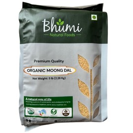 Bhumi USDA Organic Moong Dal 5 lbs - Yellow Split Mung Beans - Natural, Non-GMO, Certified USDA Organic, Bulk Bag