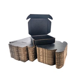 JIKEER2 50 Pack 4x4x1 inch Small Shipping Box Mailers, Black Corrugated Cardboard Mailing Packaging Boxes