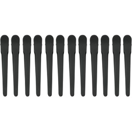 Hair Clips 12Pcs Black Durability Big Bite Alligator Clip Set Professional Plastic Hair Clips for Easy Styling and Sectioning (Black, One size)