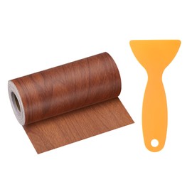 QUARKZMAN Wood Grain Repair Tape 4 Inch x 33ft Selbstklebendes Holzreparatur-Patchband Simuliertes Holzbodenband mit Kunststoffschaber für Tische, Türen, Fenster, Möbel, Hellbraunes Holz