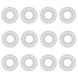 Spiral Hair Ties, 12pcs Clear Plastic Hair Coil Bands, Spiral Ponytail Holder Phone Cord Bobbles Bands Set for Women Girls Hair Accessories