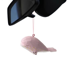 KnocKconK Super Cute Swinging Wood Whale Shark Car Mirror Hanging Ornament, 100% Handmade Humpback Car Interior Accessories, Auto Decoration Rearview Mirror Pendant Flying Cute Things