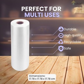 ezkart 500 Clear Plastic Food Bags on a Roll Ideal for Storing Fresh Fruits, Vegetables, Nuts, Sandwiches, Freezing, and More | Disposable and Reusable for Versatile Use. (1000, 9x14 Inch)