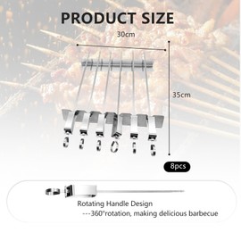 APKOL Set of 6 Stainless Steel Barbecue Skewers with Grill Frame, Kebab Skewers Stainless Steel Grill Skewers with Holder, BBQ Skewers with Holder Stainless Steel Set for Barbecuing Meat Vegetables