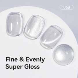 Bevimee Cat Eye Gel Nail Polish, Magentic Nail Polish With Magnet Silver Translucent Glitter Clear Shimmer UV Gel Holographic For Salon DIY At Home