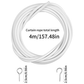 Dokpav White Net Curtain Wire Set, 4 Metre Curtain Wire with 6 Hooks and 6 Eyes Net Curtain Hanging Wire Voile Wire Cable Hanging Cord Cable Kit for Window Door Curtain